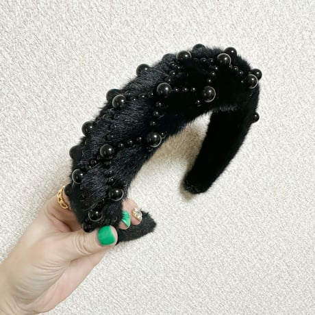 eco fur w Pearls headbands