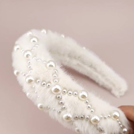 eco fur w Pearls headbands