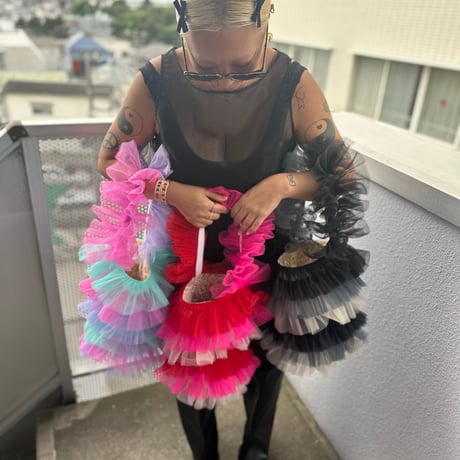 DIR69 x burself stripe tulle bag