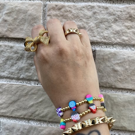 Gold design bracelet and ring set