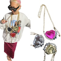 Metallic mini heart bag