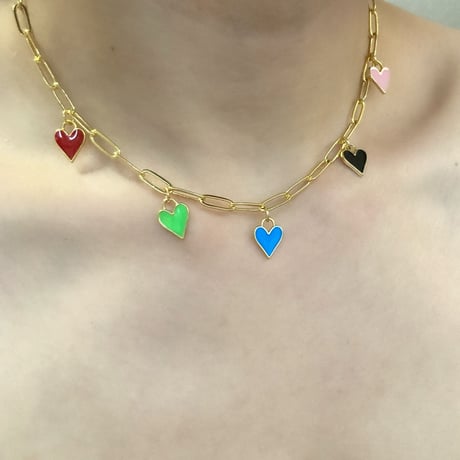 Colorful heart enamel necklace