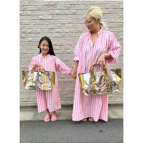 Silver / gold mix mirror tote large