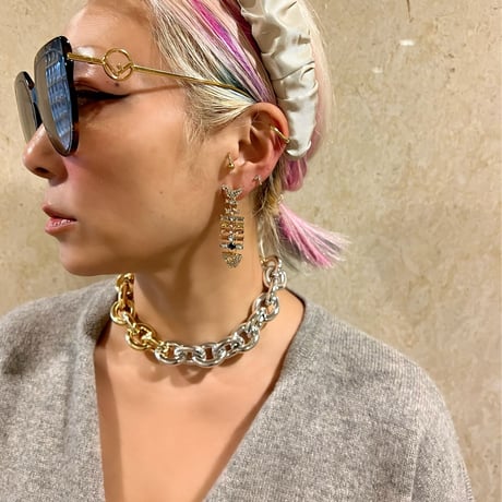 Bi color chunky chain necklace