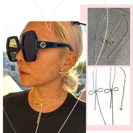 Bling bow necklace