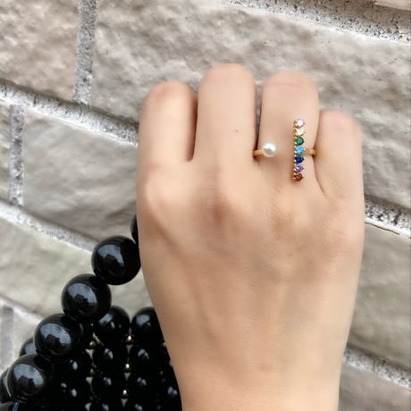 rainbow pearl ring