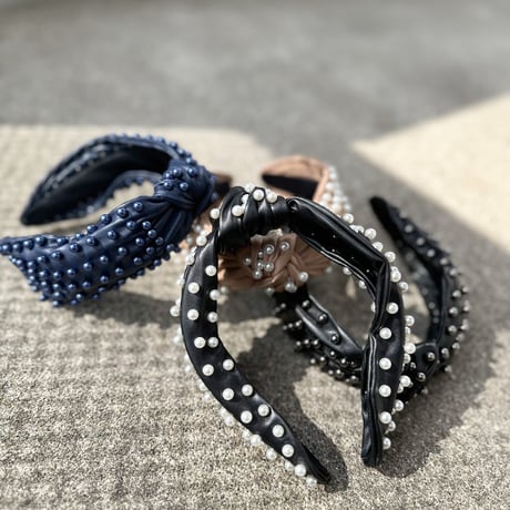 Eco leather knot headband w beads