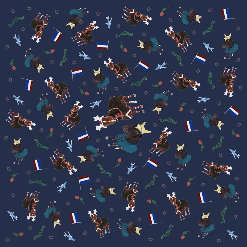 大判シルクスカーフ(サチモの蹄鉄付き) | FOCUS STUDIO