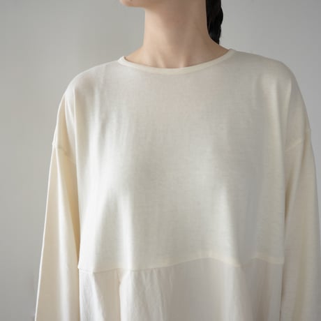 mixed fabric panel dress/kinari