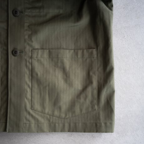 cotton herringbone coverall jacket/olive drab