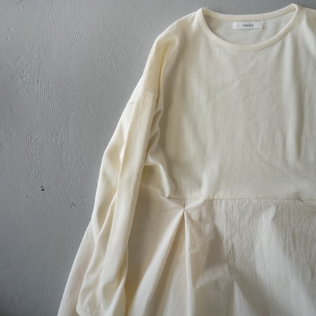 mixed fabric panel dress/kinari
