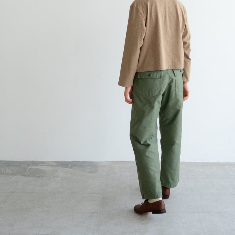 back satin/baker pants/hedge green/size1.2 | FR