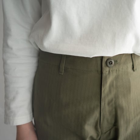 cotton herringbone work pants/olive drab