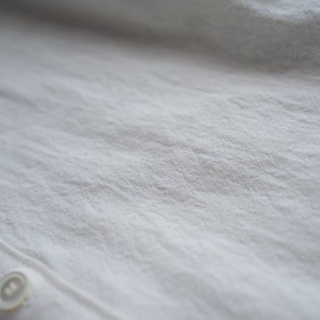 cotton linen canvas /collarless shirt/off white