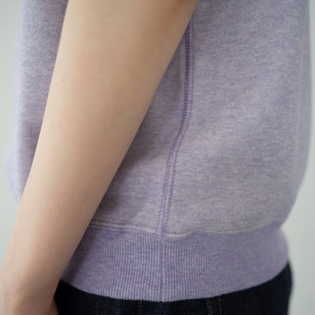 french terry half-sleeve top/purple heather