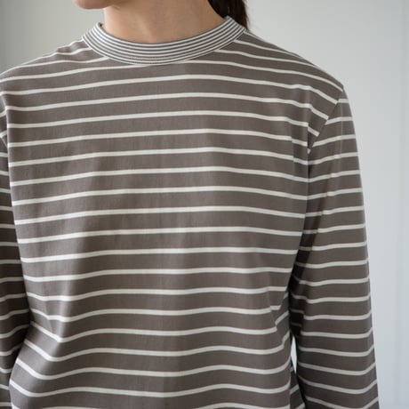 border border long sleeve tee/gray