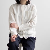 cotton linen canvas /collarless shirt/off white