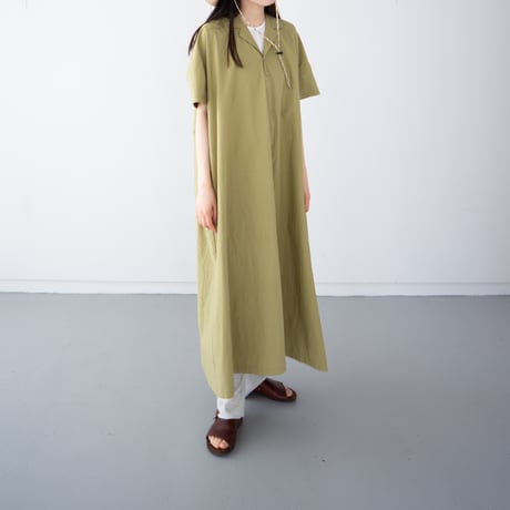 open collar pullover one piece/lime