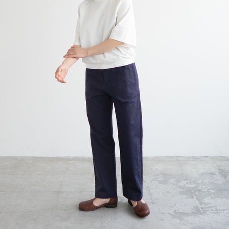 cotton herringbone work pants/faded navy