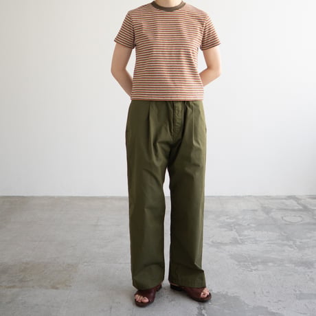 multi border summer tee/orange×olive/size1