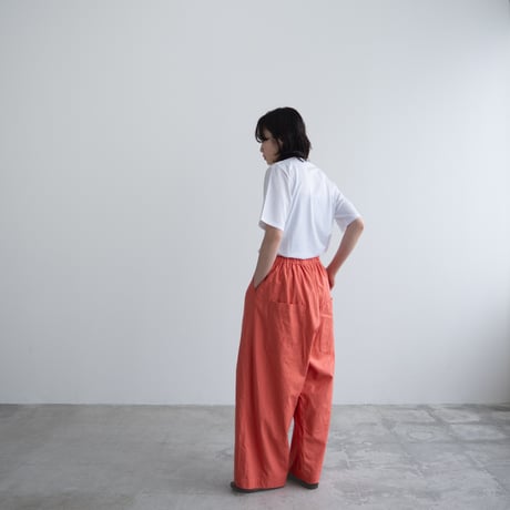 cotton linen canvas /tailored wide pants/living coral