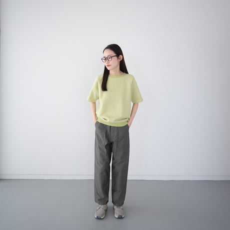 french terry half-sleeve top/green heather