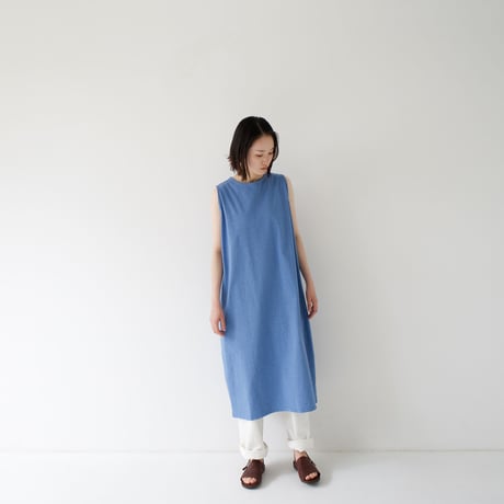 dry vortex cotton no tumbler/sleeveless dress/silver lake blue