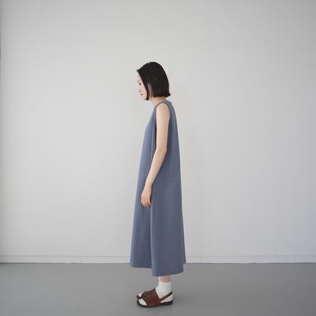dry vortex cotton no tumbler/sleeveless dress/indigo