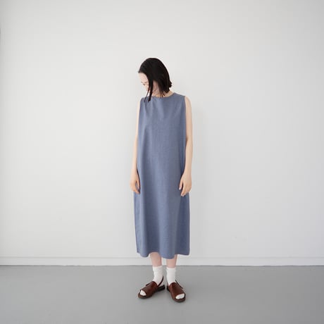 dry vortex cotton no tumbler/sleeveless dress/indigo
