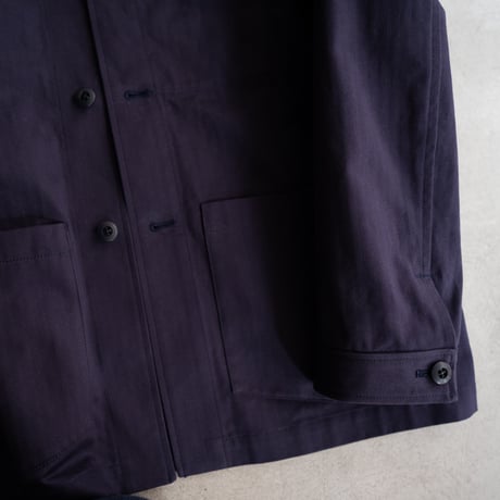 cotton herringbone coverall jacket/faded navy