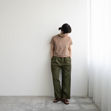multi border summer tee/orange×olive/size1