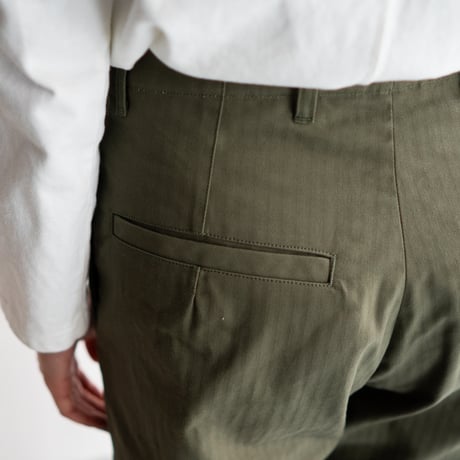 cotton herringbone work pants/olive drab
