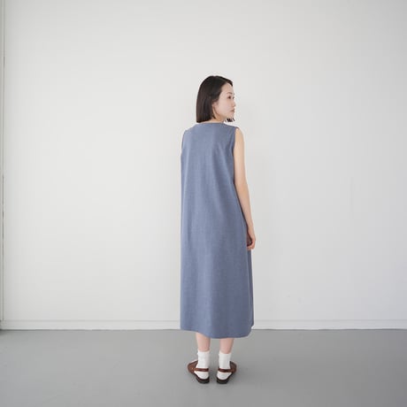 dry vortex cotton no tumbler/sleeveless dress/indigo