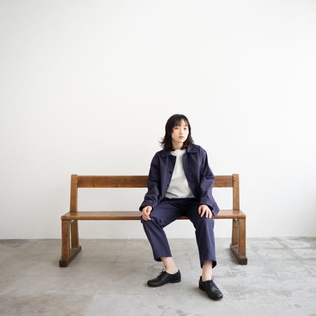 cotton herringbone work pants/faded navy