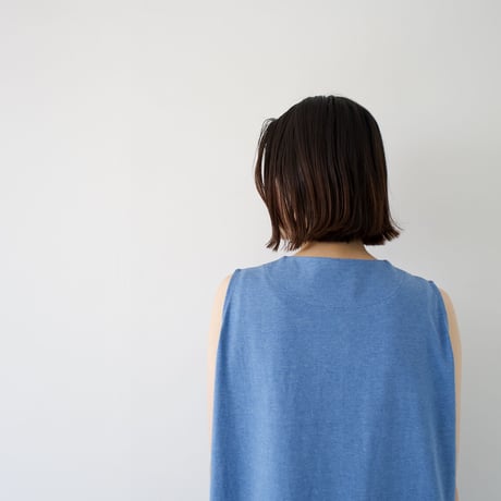 dry vortex cotton no tumbler/sleeveless dress/silver lake blue