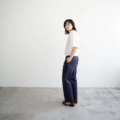 cotton herringbone work pants/faded navy