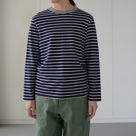 border border long sleeve tee/navy