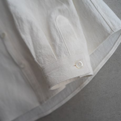 cotton linen canvas /collarless shirt/off white
