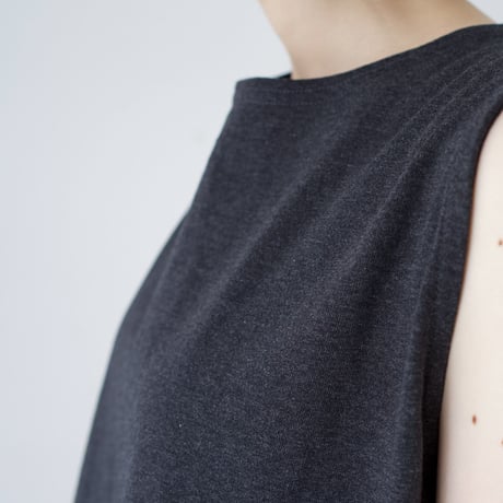 dry vortex cotton/sleeveless dress/charcoal gray