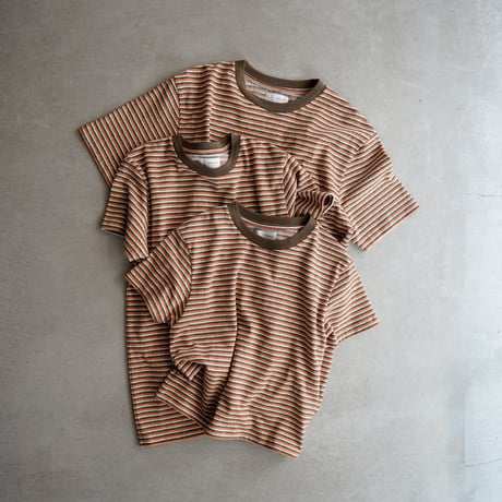 multi border summer tee/orange×olive/size1