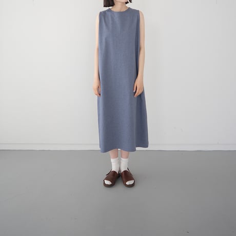 dry vortex cotton no tumbler/sleeveless dress/indigo