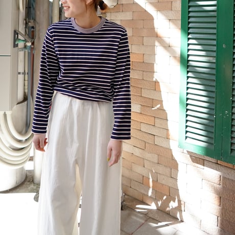 border border long sleeve tee/navy