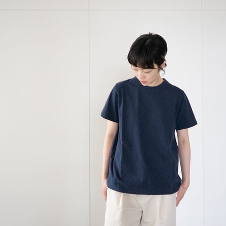 dry touch cotton/crew neck cut and sew/buleberry heather/size1.2.3