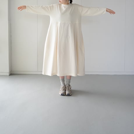 mixed fabric panel dress/kinari