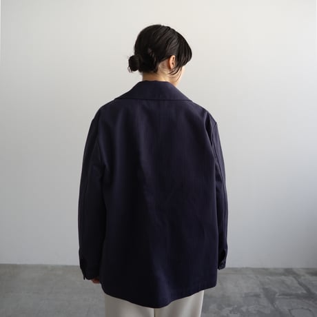 cotton herringbone coverall jacket/faded navy