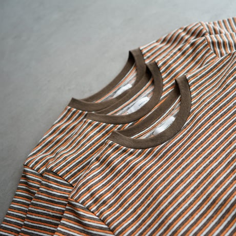 multi border summer tee/orange×olive/size1