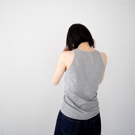 organic gauze sleeveless top/gray heather