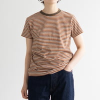 multi border summer tee/orange×olive/size2