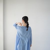 mixed fabric panel dress/blue heather