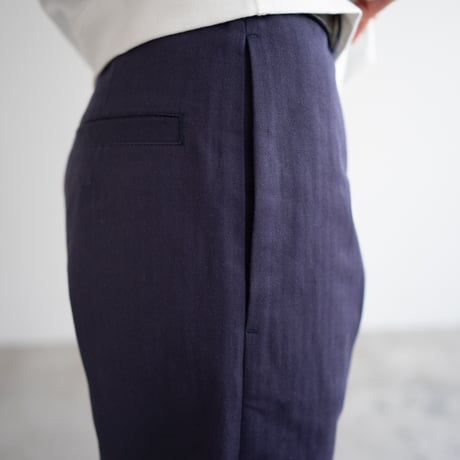 cotton herringbone work pants/faded navy